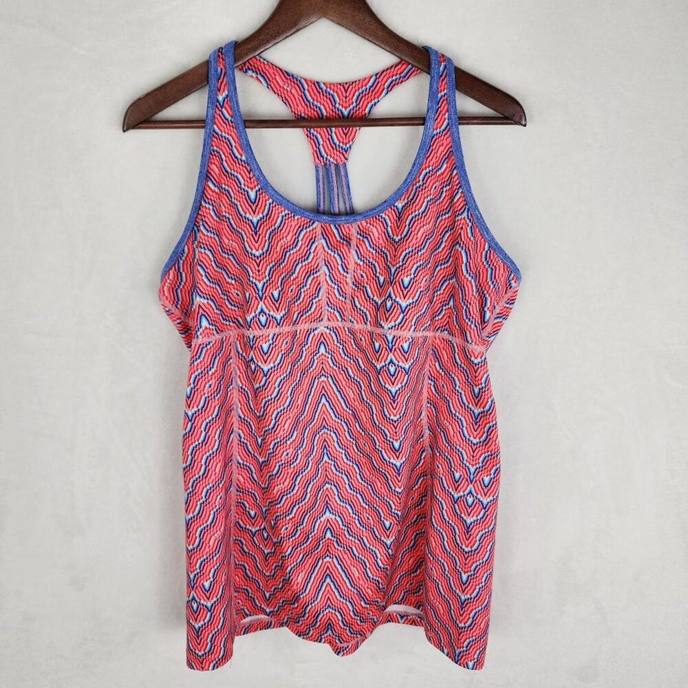 Mountain Hardwear Tank Top XL Mighty Activa Pink Printed Racerback w/ Shelf Bra